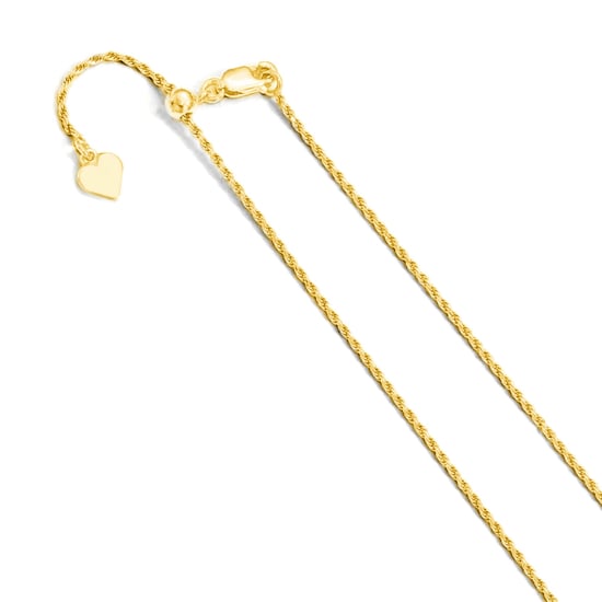 Sterling Silver Gold Vermeil Adjustable Rope Chain (ROPE30-G-ADJ) (1.4mm)