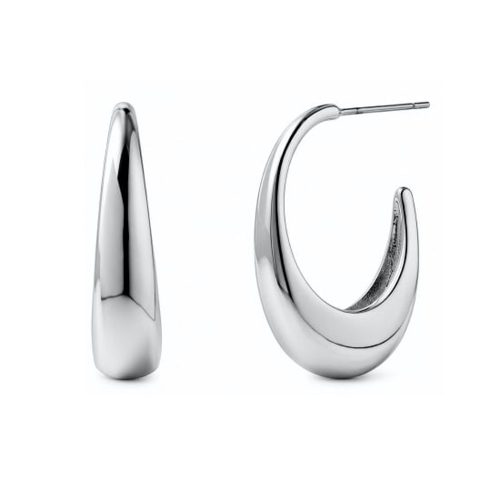 Premium Plated Chunky Tapered Hoop Earrings (AJ-HP0007)