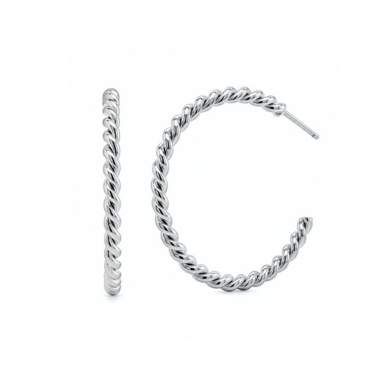 Premium Plated 35mm Twisted Rope Hoop Earrings (AJ-HP0008)