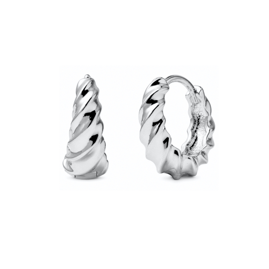 Premium Plated 17.5mm Twisted Rope Huggie Earrings (AJ-HUG0022)