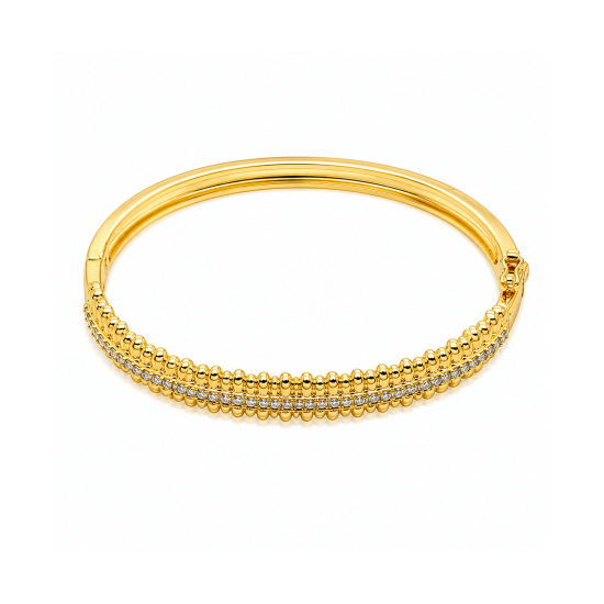 Premium Gold Plated CZ Pave Bangle (AJ-IB0001-G)