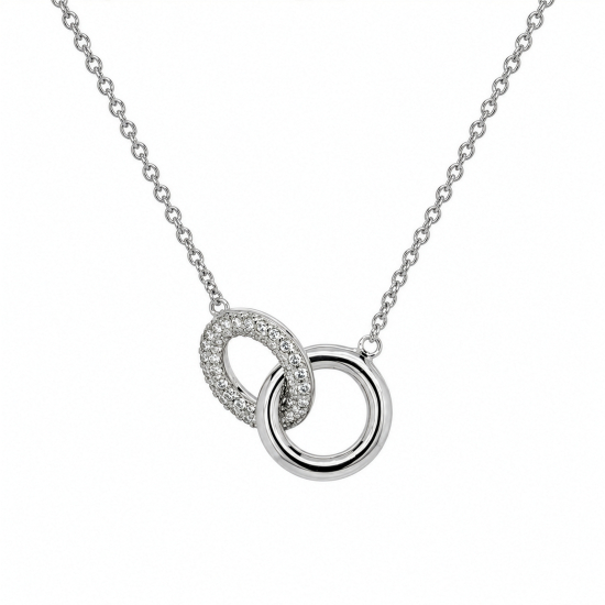 Premium Plated CZ Pave Interlocking Rings Necklace (AJ-N0001)