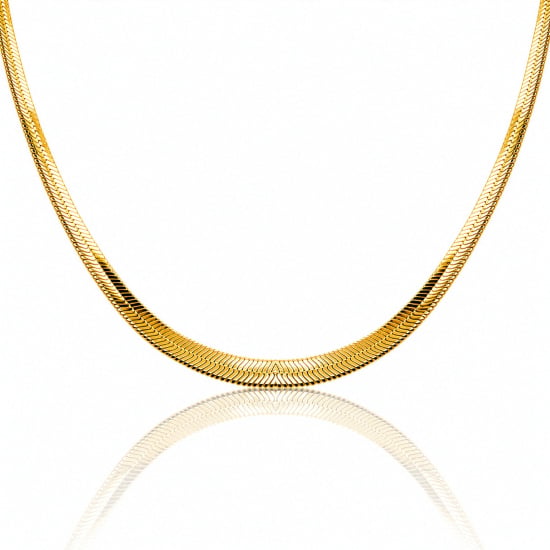 Premium Gold Plated Fancy Herringbone Necklace (AJ-N0013-G)