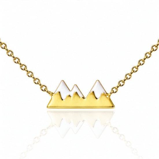 Premium Gold Plated Epoxy Snow Mountain Necklace (AJ-N0018-G)