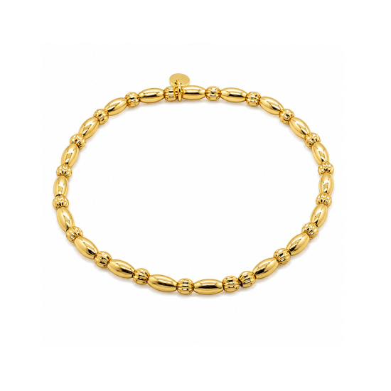 Premium Gold Plated Fancy Bead Stretch Bracelet (AJ-SB0001-G)