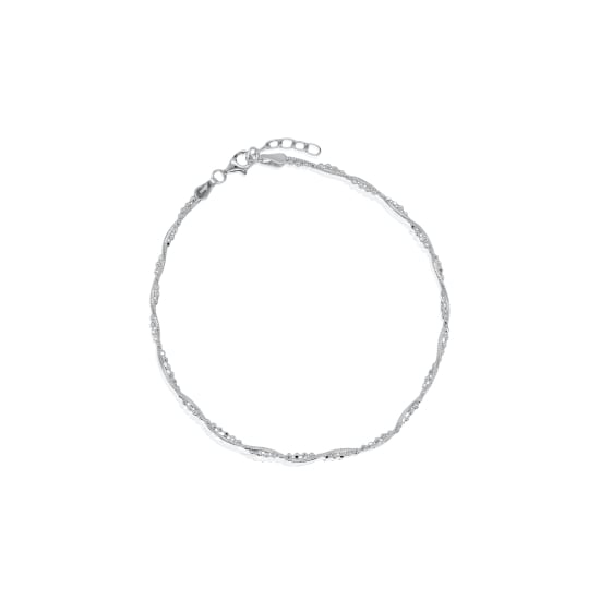 Sterling Silver Fancy Chain Assorted Bead&Snake 2.8mm Anklet (ANK-1080)