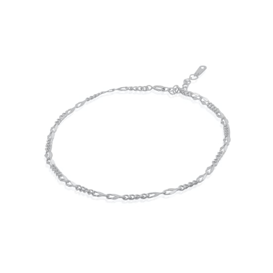 Sterling Silver Curb with Square Anklet (ANK-1086)