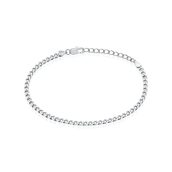 Sterling Silver Vermeil Flat Curb 100 Anklet 4.2mm (ANK-1089)
