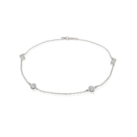 Sterling Silver Gold Vermeil CZ by the Yard Anklet (ANK-1092)