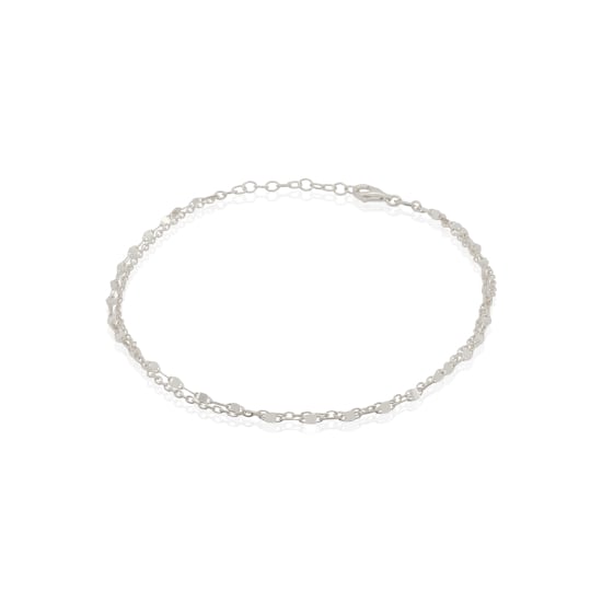 Sterling Silver Double Strand Valentino and Rolo Chain Anklet (ANK-1101)