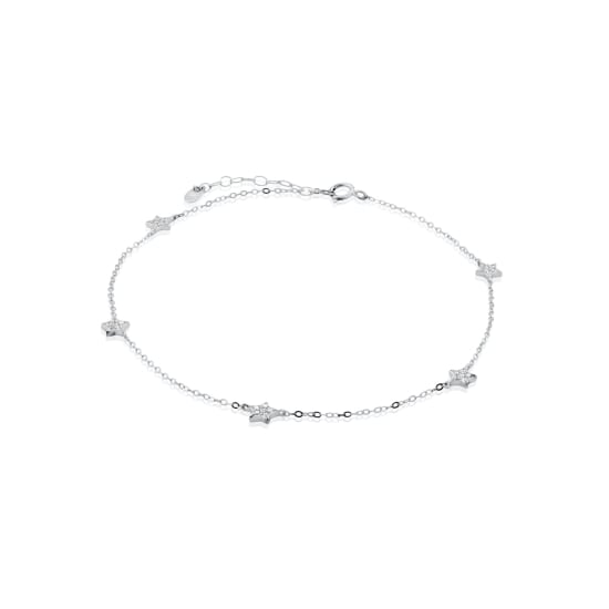 Sterling Silver CZ Star by the Yard Anklet (ANK-1111)