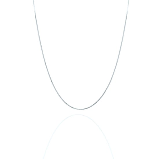 14K White Gold Chain Necklace Box 0.8mm (BOX-053-14W)