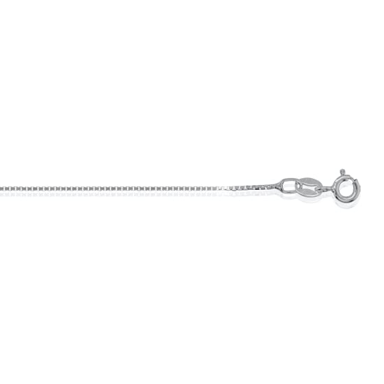 Sterling Silver Rhodium Plated Basic Chain Box 02 Rhodium 0.8mm (BOX15-RH)