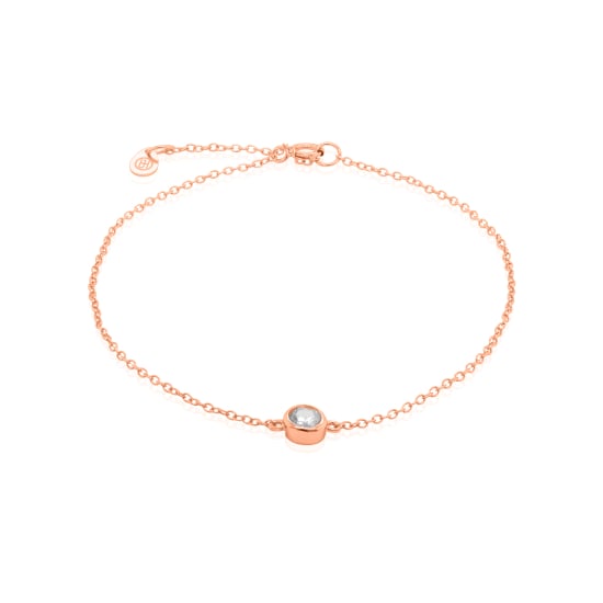 Sterling Silver Single Bezel CZ 5mm Bracelet (BR-1104)