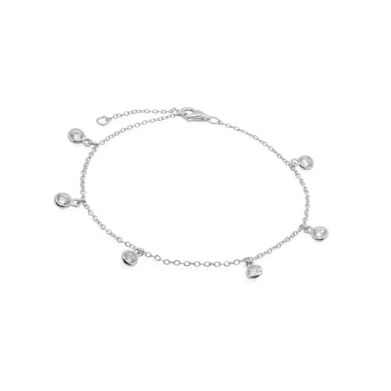 Sterling Silver with 6 Dangling CZ Charms Bracelet (BR-1188)