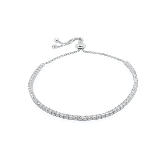 Sterling Silver Adjustable CZ Bracelet (BR-1199)