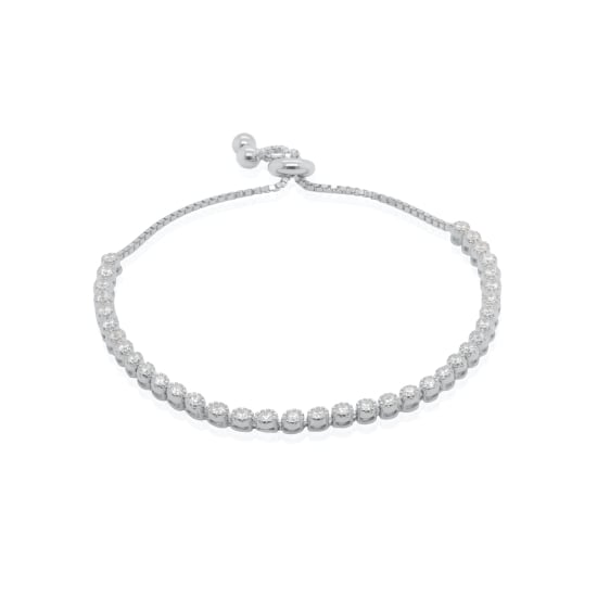 Sterling Silver Adjustable Gradual CZ Bracelet (BR-1337)