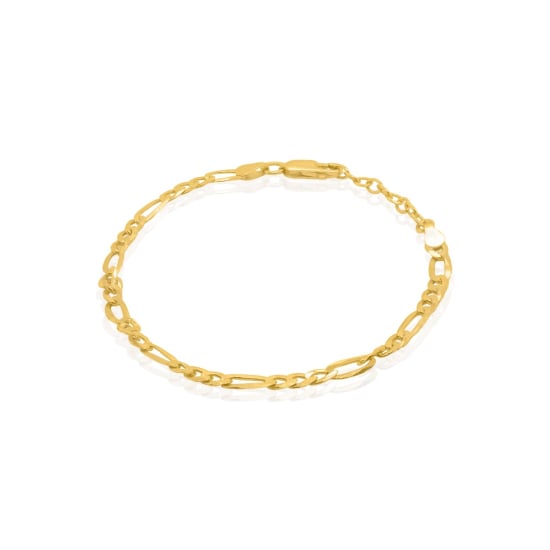 Sterling Silver Gold Vermeil Flat Figaro 80 Chain Bracelet 3.4mm (BR-1374)