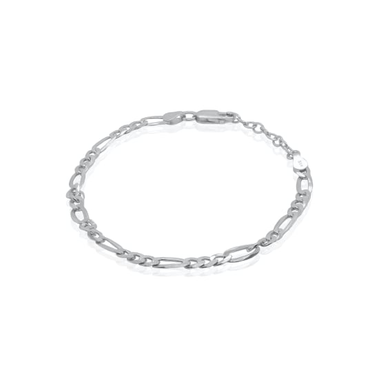 Sterling Silver Gold Vermeil Flat Figaro 100 Chain Bracelet 4.3mm (BR-1377)