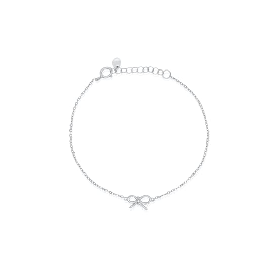 Sterling Silver Ribbon Bow Bracelet (BR-1436)