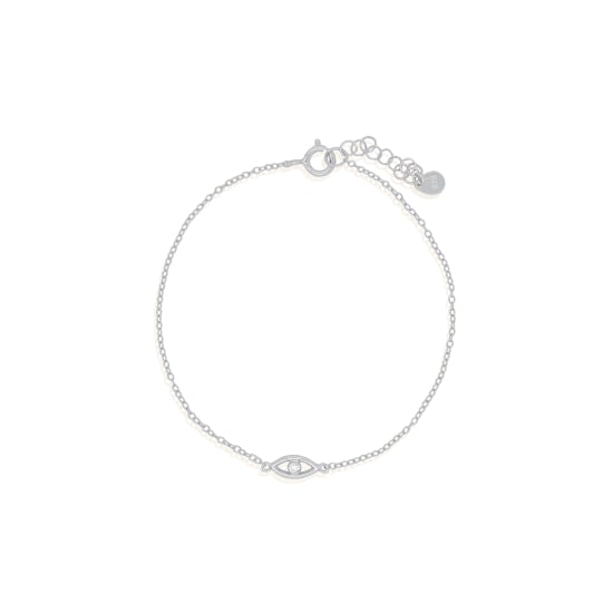 Sterling Silver Cutout CZ Evil Eye Bracelet (BR-1460)