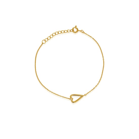 Sterling Silver Gold Vermeil Trendy Open Heart Bracelet (BR-1465)