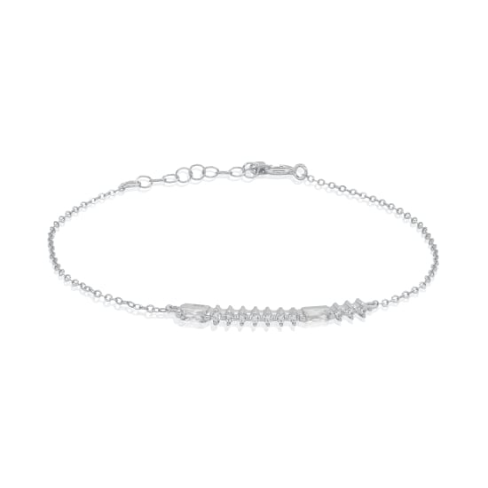 Sterling Silver CZ Morse Code BESTIE Bracelet (BR-1473)