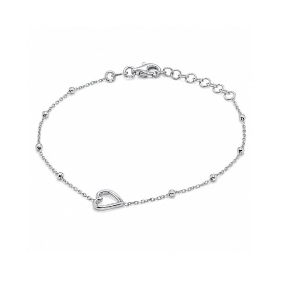 Sterling Silver Cutout Heart Bracelet (BR-1488)