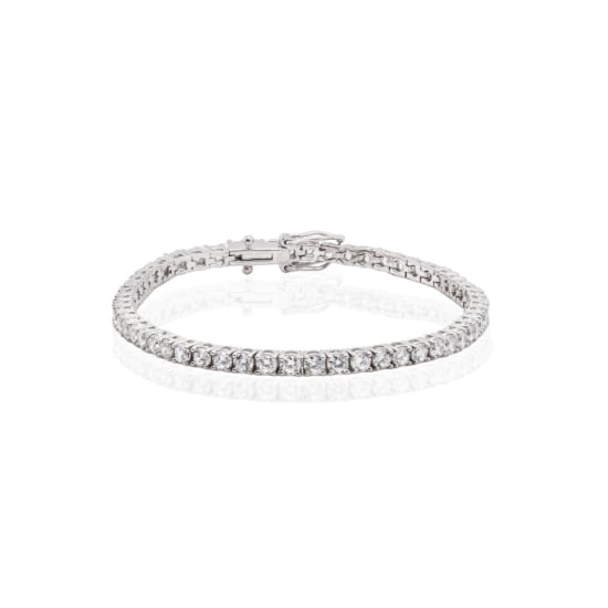 Sterling Silver Rhodium Plated CZ Tennis Bracelet (3mm) (BR-CZ-100-3)