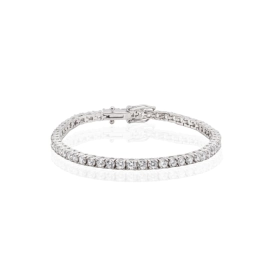 Sterling Silver Rhodium Plated Lab Diamond 3mm TCW 5.6ct Tennis Bracelet(BR-LGD-152)