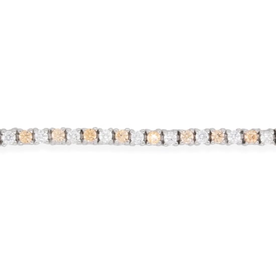 Sterling Silver Rhodium Plated CZ Plain 2mm Tennis Bracelet (Simulated Citrine) (BR-CZ-127-C)