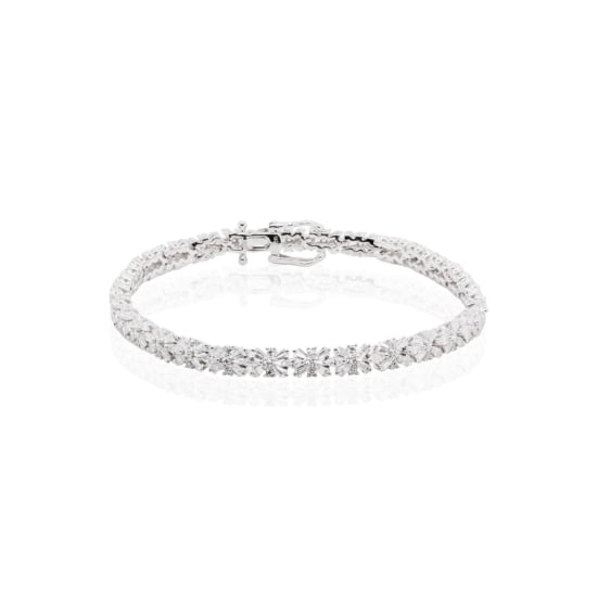 Sterling Silver Rhodium Plated CZ Baguette Tennis Bracelet (BR-CZ-139)