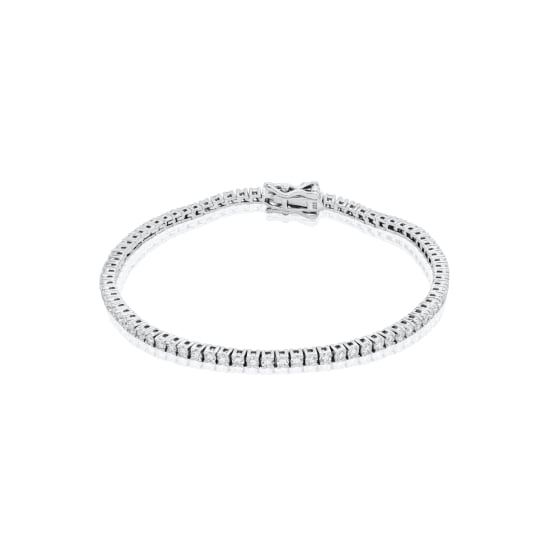 Sterling Silver Rhodium Plated Lab Grown Diamond 2mm TCW 2.0ct Tennis Bracelet (BR-LGD-151)