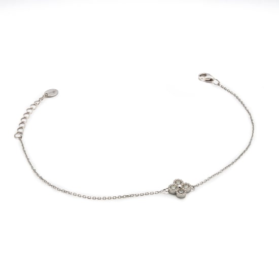 Sterling Silver Lab Diamond TCW 0.2ct Clover Bracelet (BR-LGD-1001)