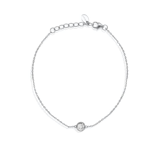 Sterling Silver Lab Diamond TCW 0.51ct Bezel Set Solitaire Bracelet (BR-LGD-1004)