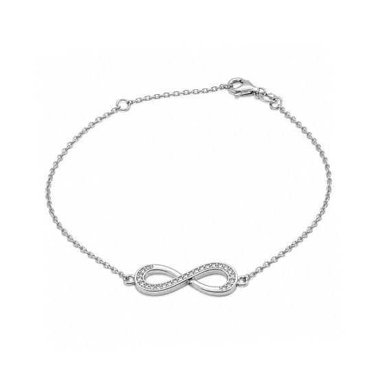 Stering Silver Rhodium Plated Lab Diamond TCW 0.15ct Infinity Bracelet (BR-LGD-1006-RH)