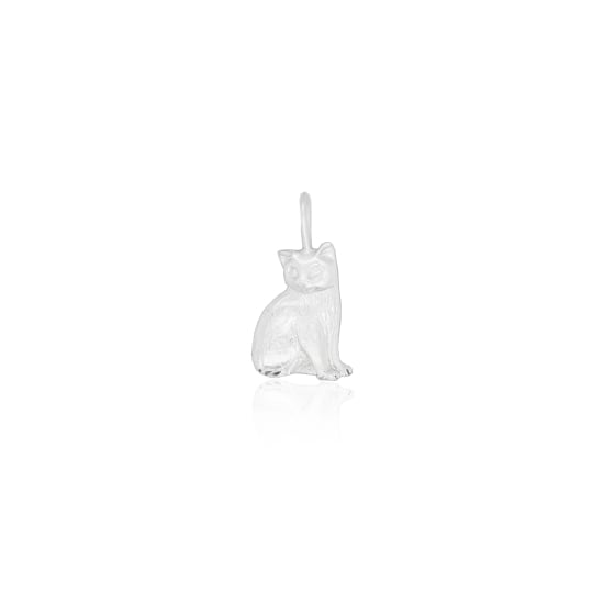 Sterling Silver Diamond Cut Animal Charm Cat (C4051)