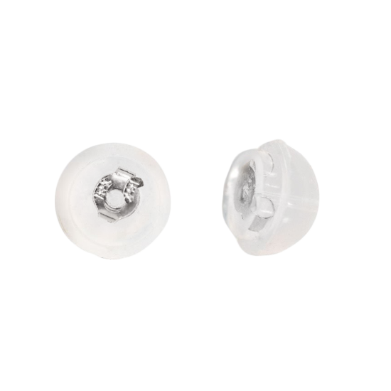 14K White Gold Silicone Clutch Backs 5x4mm (CL-WS-14K)