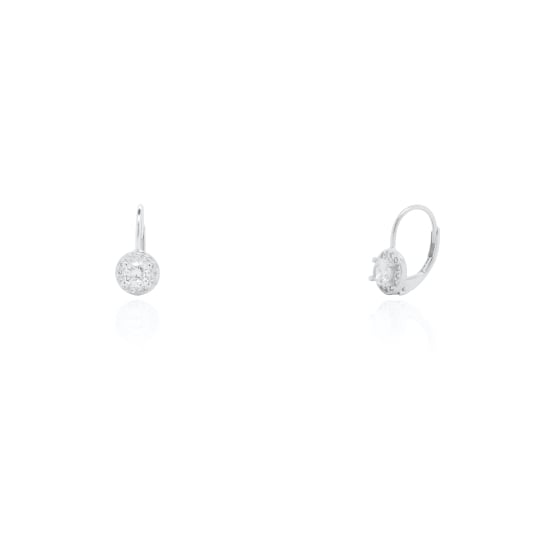 Sterling Silver Small CZ Circle Halo Leverback (ER-1287)