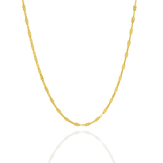 10K Yellow Gold Flake Buckle Chain Necklace 2mm (FBUC-040-10)