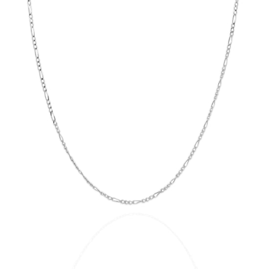 14K White Gold Chain Necklace Figaro 1.9mm (FIG-050-14W)