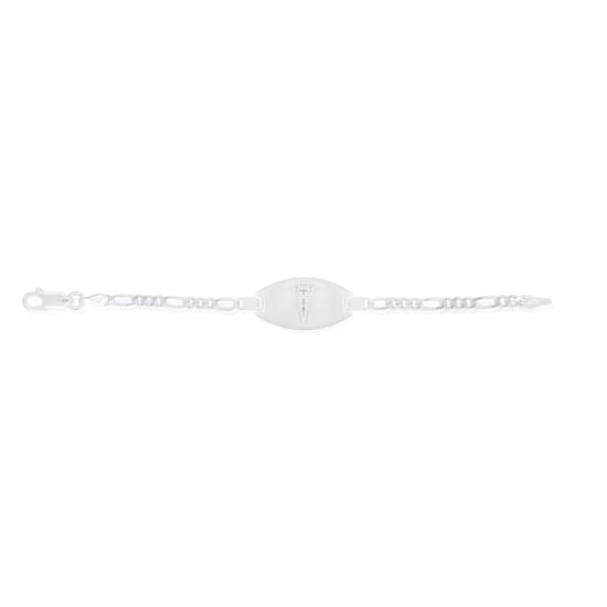Sterling Silver Rhodium Plated Figaro 120 Medical Alert Bracelet 4.8mm (FIG-120-MED-RH)