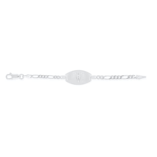 Sterling Silver Rhodium Plated Figaro 150 Medical Alert Bracelet 5.5mm (FIG-150-MED-RH)
