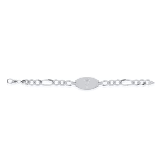 Sterling Silver Rhodium Plated Figaro 220 Medical Alert Bracelet 8mm (FIG-220-MED-RH)