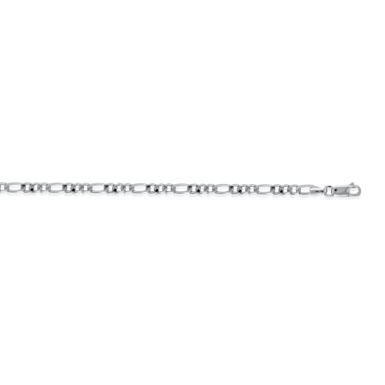 Sterling Silver Rhodium Plated Basic Chain Figaro 04 (FIG100-RH) 3.8mm