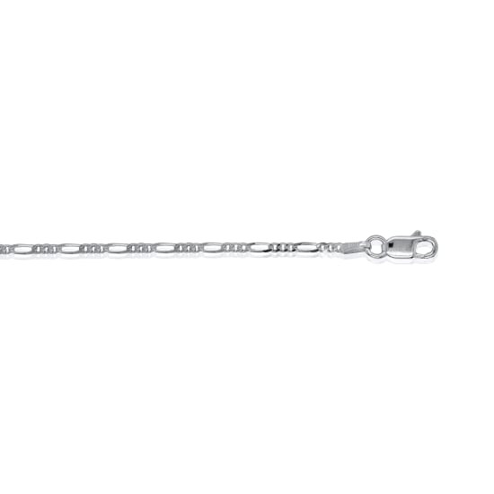 Sterling Silver Rhodium Plated Basic Chain Figaro 01  (FIG50-RH) 1.8mm