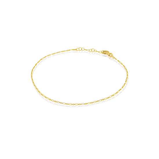 10K Yellow Gold Fancy Rolo Chain Anklet 1.3mm (G-ANK-10-1010)