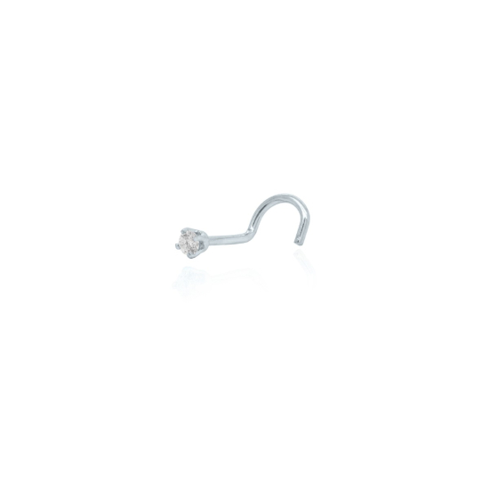 14K White Gold Diamond Nosepin Curved Pin 1pt (WG-NS-C1)