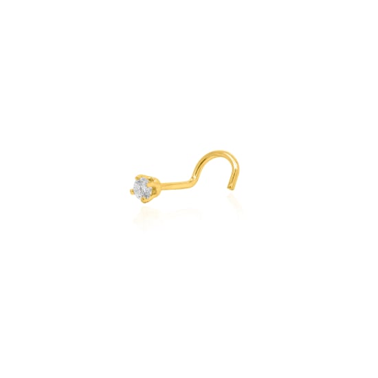 14K Yellow Gold Diamond Nosepin Curved Pin 2.25pt (G-NS-C2)