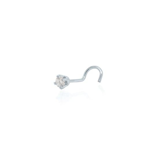 14K White Gold Diamond Nosepin Curved Pin 5pt (WG-NS-C5)